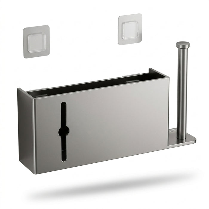 Adhesive Under-Cabinet Paper Towel Holder - Punch-Free Roll Dispenser