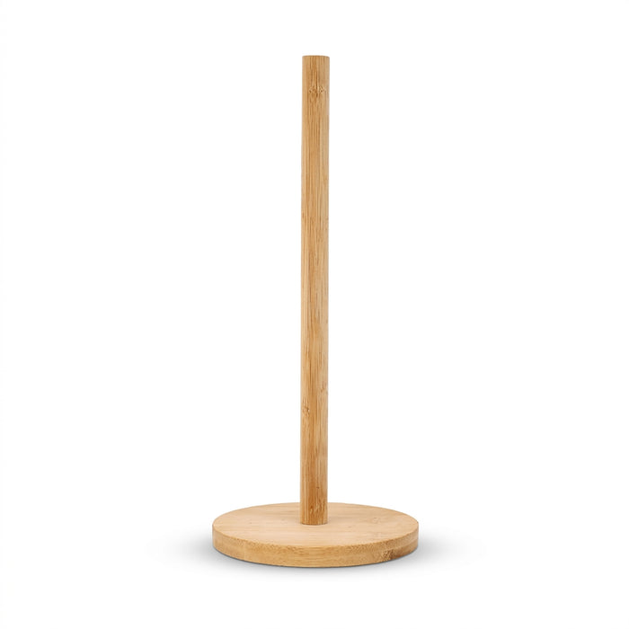 Bamboo Paper Towel Holder — Vertical Wooden Roll & Cling Film Organiser