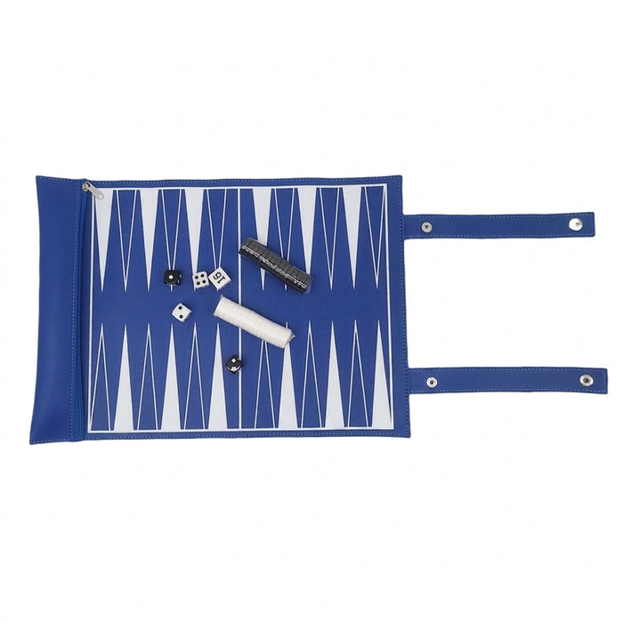 Portable Foldable Backgammon Travel Set — PU Leather Roll-Up Board with Pieces & Dice