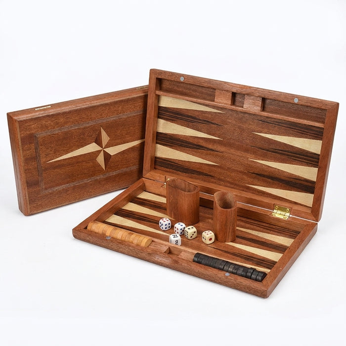 Handmade Luxury Wooden Backgammon Set – Portable Family Travel Game (11–19in)