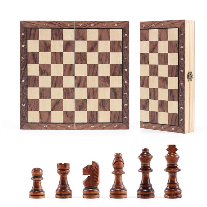 Magnetic Foldable Solid Wood Chess Set — Portable & Educational, Ages 14+