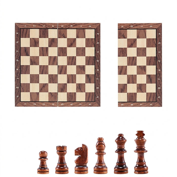 Magnetic Foldable Solid Wood Chess Set — Portable & Educational, Ages 14+