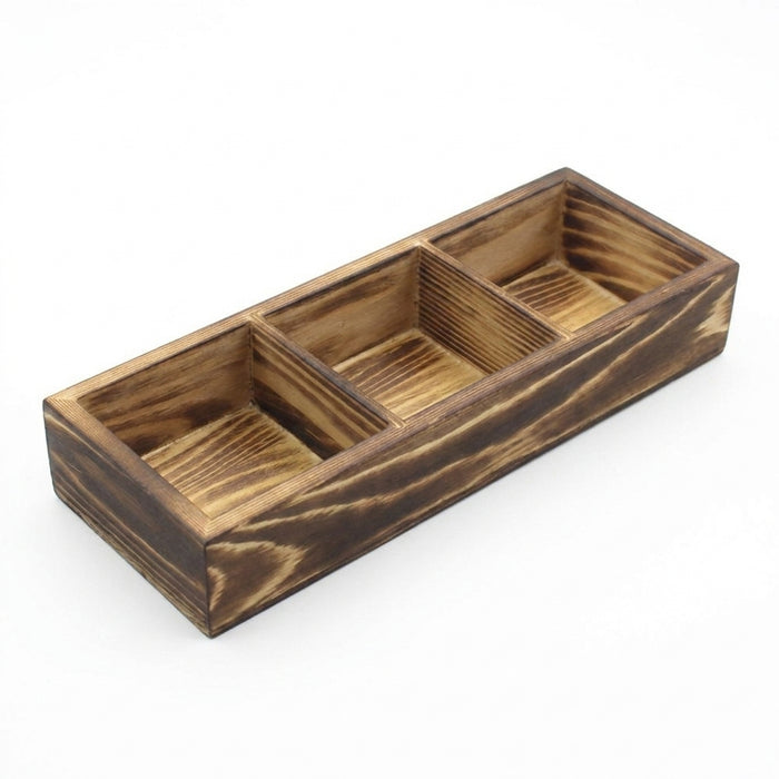 Solid Wood Retro Tea Bag Holder — Multi-Compartment Desktop Storage (White/Brown)