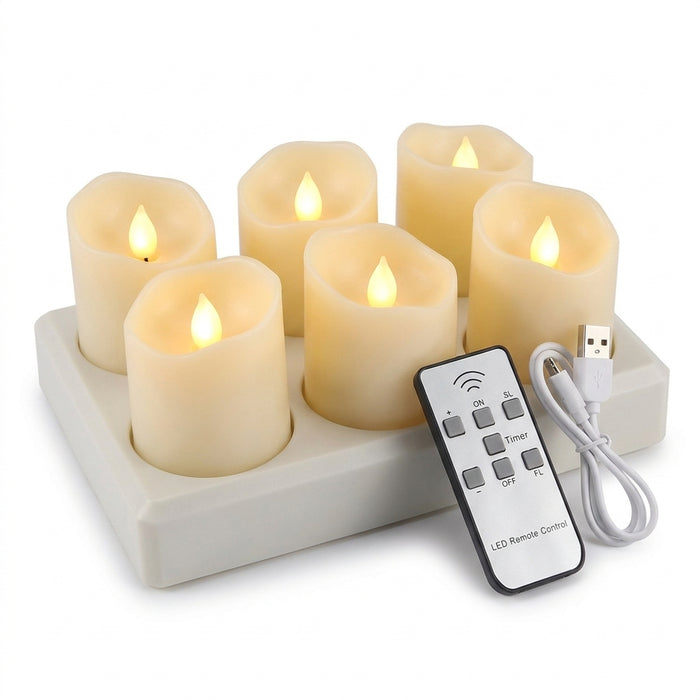 Rechargeable LED Tea Lights with Remote & Timer — Flameless Warm and Colour Modes