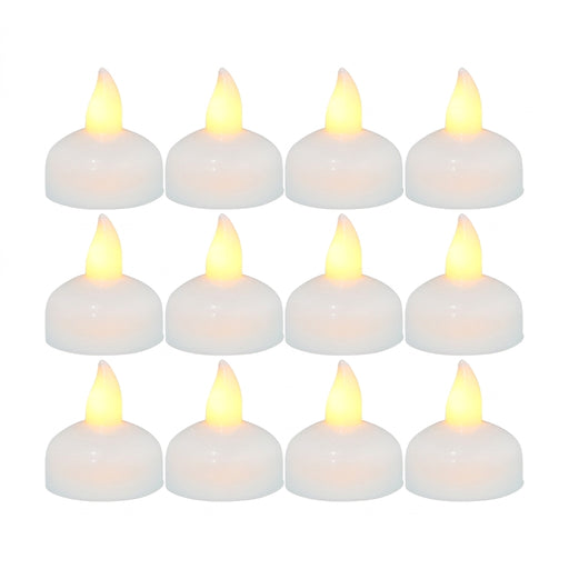 12-Pack LED Floating Tea Lights — Waterproof Flameless Flicker