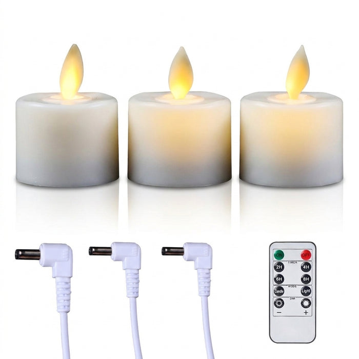 Rechargeable Moving Flame Tealight Candles - Remote & USB (1/2/3/4 pcs)