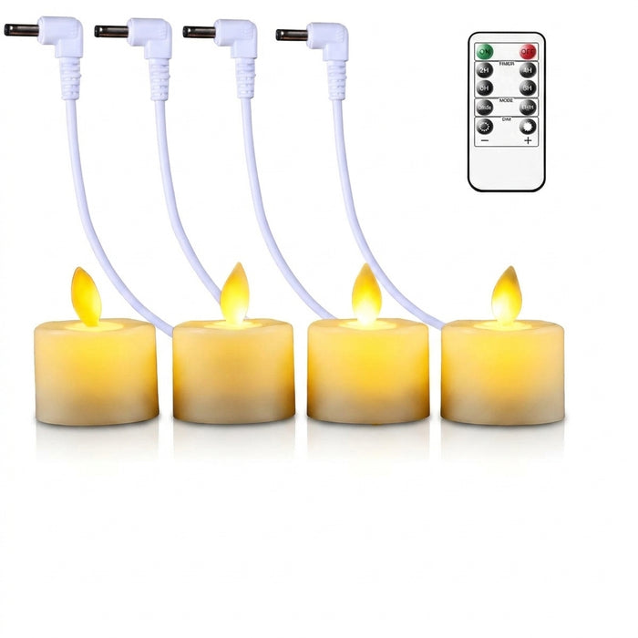 Rechargeable Moving Flame Tealight Candles - Remote & USB (1/2/3/4 pcs)