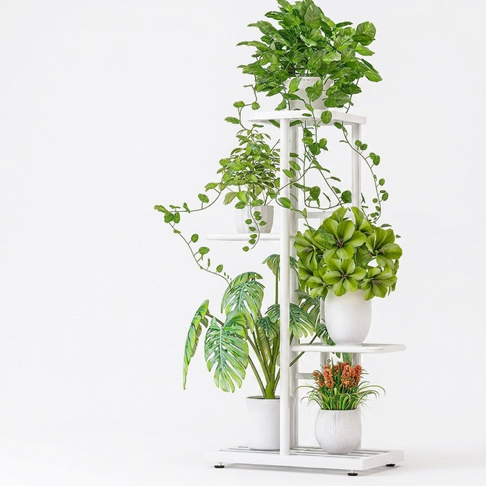 Metal Plant Stand — 4/6/8-Tier Flower Pot Rack, White or Dark Grey