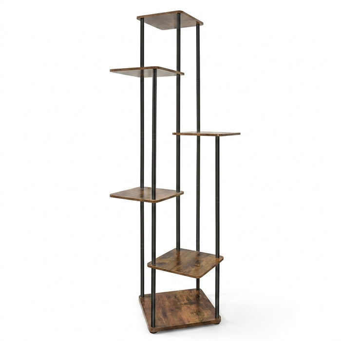 4/5/6-Tier Metal and Wood Plant Stand — Indoor & Outdoor Corner Display