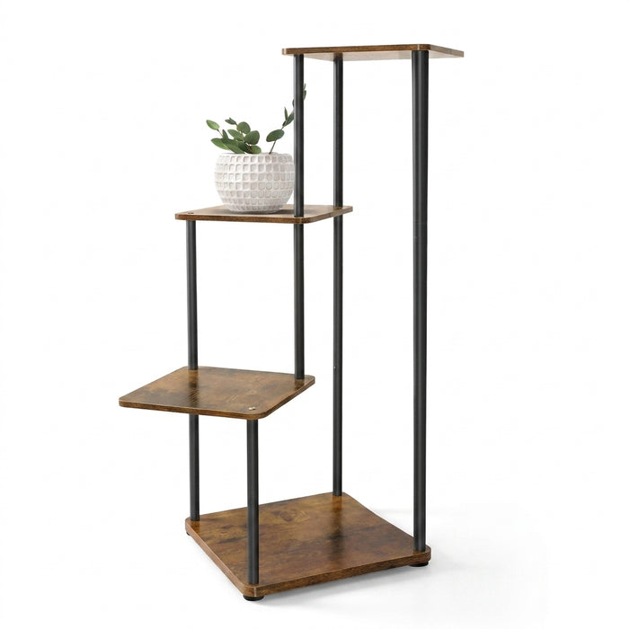 4/5/6-Tier Metal and Wood Plant Stand — Indoor & Outdoor Corner Display