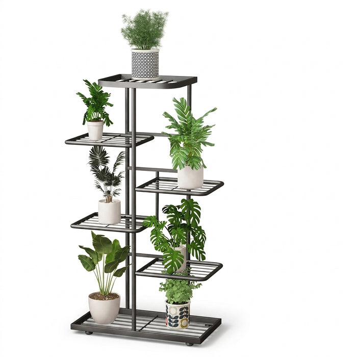 Iron Plant Stand – 4/5/6-Tier Flowerpot Organiser, Black or White
