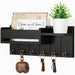 Rustic Wood Key Rack & Mail Organiser — 6 Hooks with Shelf, Wall-Mounted