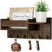 Rustic Wood Key Rack & Mail Organiser — 6 Hooks with Shelf, Wall-Mounted