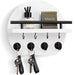 Wooden Wall-Mounted Key & Mail Holder with 8 Key Hooks and Shelf for Sunglasses & Dog Lead