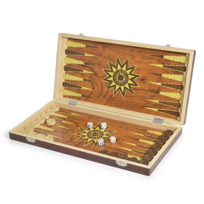 Folding Wooden Board Game — Chess, Checkers & Backgammon (29/39/49 cm)
