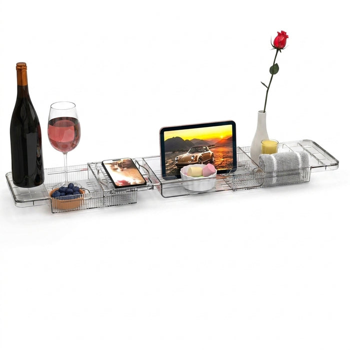 Transparent Expandable Bath Tray – Adjustable Tub Shelf, Anti‑Slip, Easy to Clean