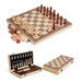 Wooden Folding Chess & Checkers Set — Portable Table Game with 2 Extra Queens, Beginner Friendly