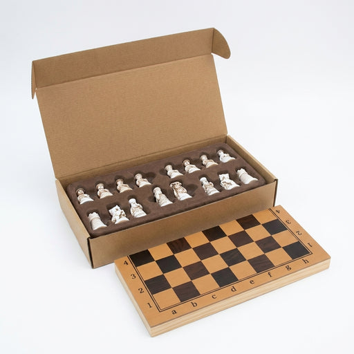 Antique-style Clay Chess Set with 28cm Board and 3D Terracotta Warrior Pieces