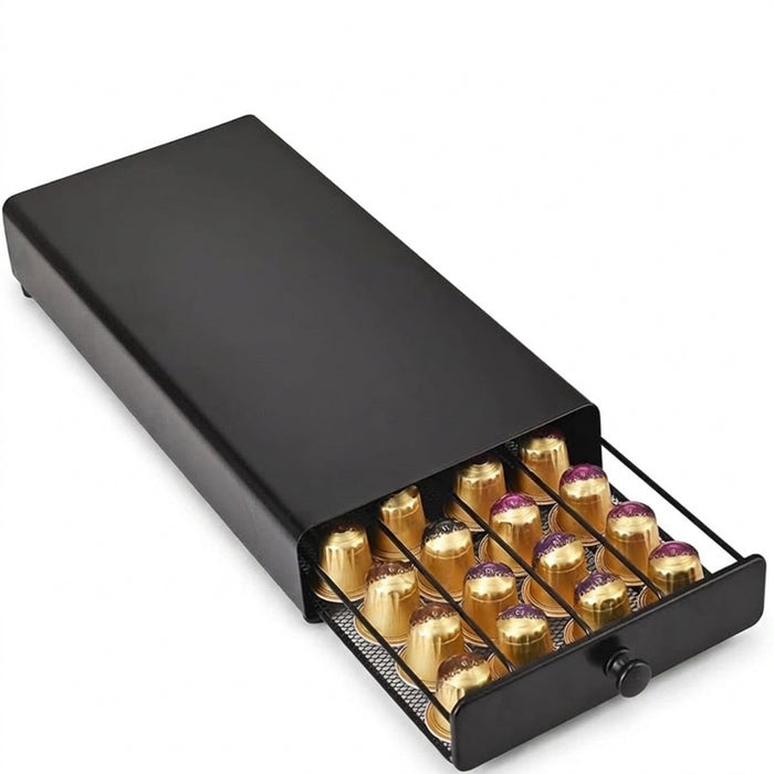 Metal Coffee Pod Drawer – 40-Capsule Storage Organiser for Home & Office Counter