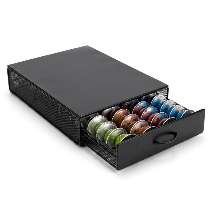 Vertuo/Vertuoline 40‑Pod Drawer Coffee Capsule Holder with Tempered Glass Tray