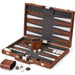 15-Inch Travel Leather Backgammon Set – Compact Portable Board