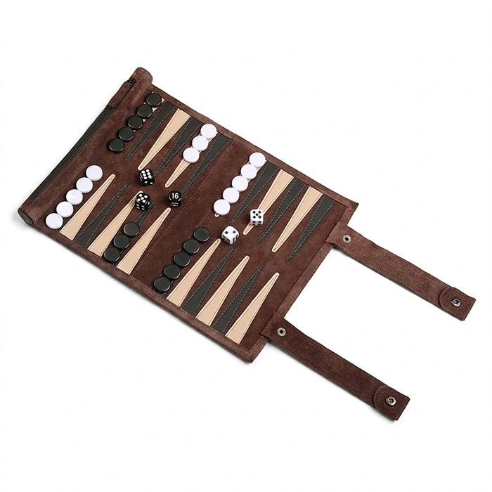 Travel Chess & Backgammon Set — Roll-Up Board with Stones & Dice