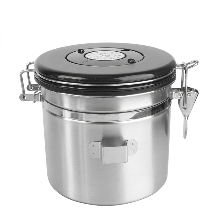 Stainless Steel Coffee Canister with Airtight Lid & CO2 Valve — 1.2L / 1.8L