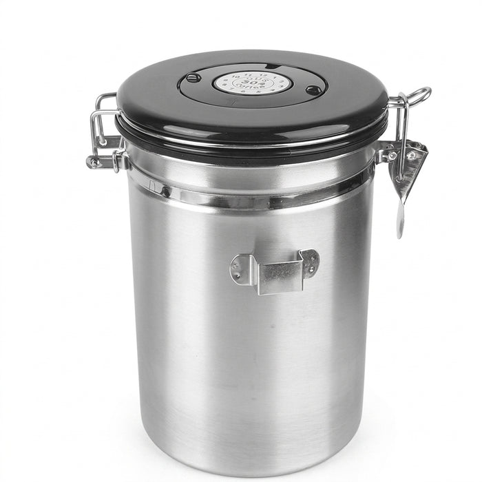Stainless Steel Coffee Canister with Airtight Lid & CO2 Valve — 1.2L / 1.8L
