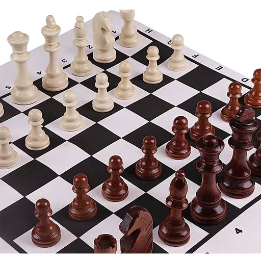 32-Piece Wooden Chess Set with Leather Board — King 110mm (Model 4in)