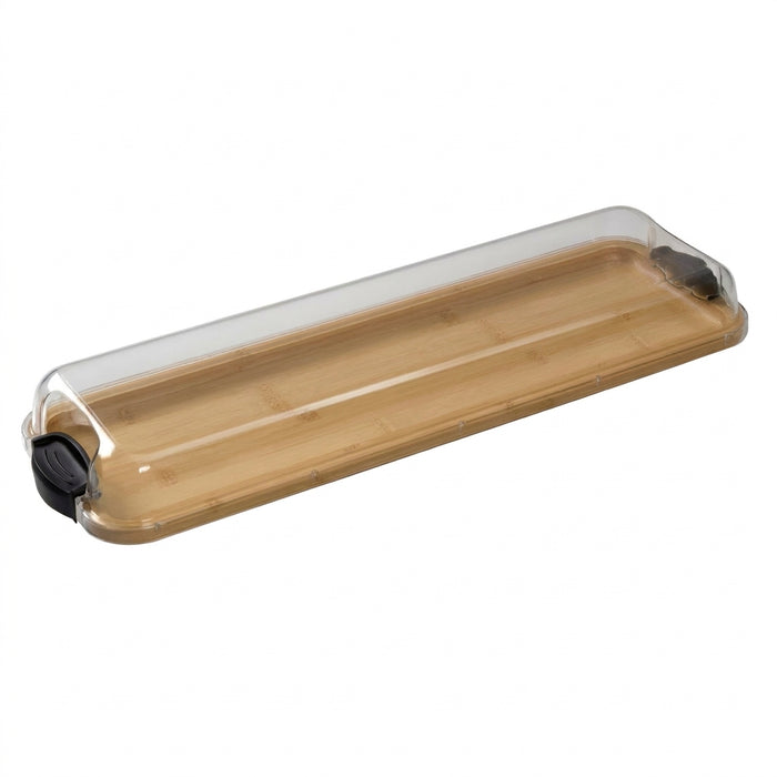 Portable Bamboo Charcuterie Board with Lockable Clear Lid