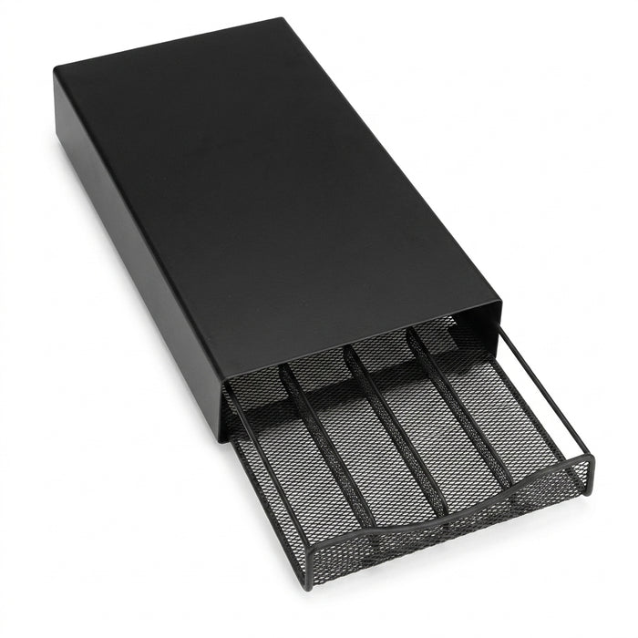 40-Capsule Coffee Pod Holder — Black Stainless Steel for Nespresso Capsules