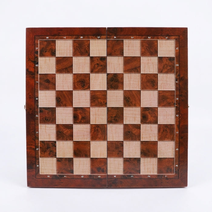 3-in-1 Wooden Chess, Checkers & Backgammon Set — Foldable 29 x 29cm Board