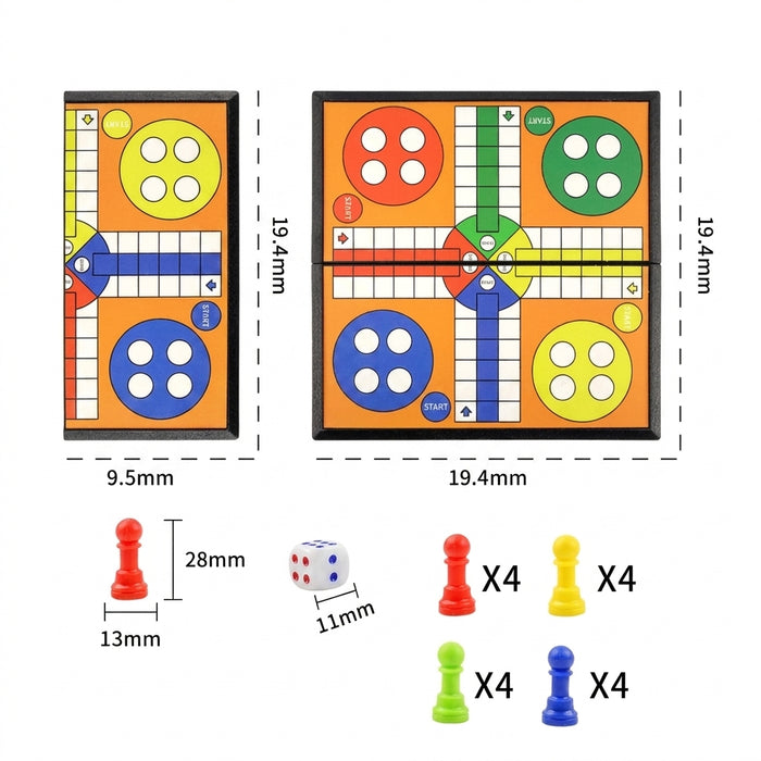 Portable Ludo, Chess & Backgammon Foldable Travel Game Set