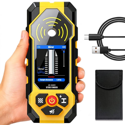 ZC-D201 4-in-1 Wall Scanner with LCD, Voice Alerts and Stud, Metal & Live Wire Detection
