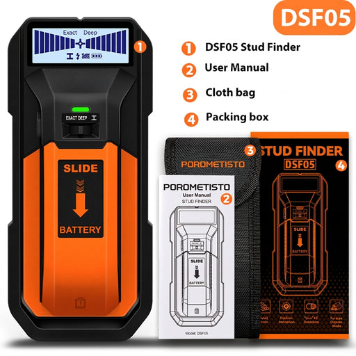 DSF05 Wall Scanner Stud Finder with Wood, Metal and Live AC Wire Detection