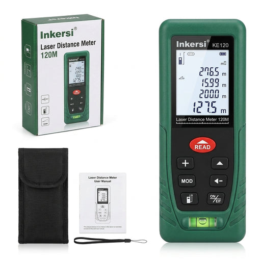 Laser Distance Meter, 40–120 m Range with Multiple Measurement Modes