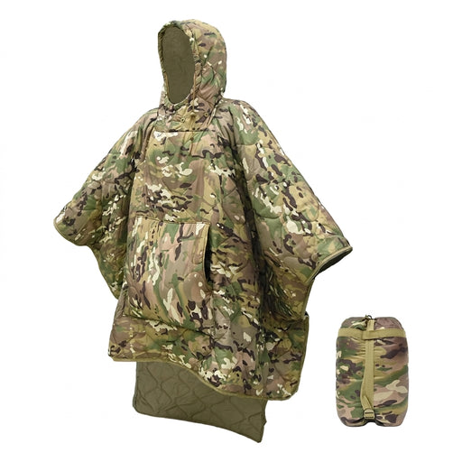 Wearable Camouflage Sleeping Bag Poncho, Cotton-Filled, 150 x 200 cm