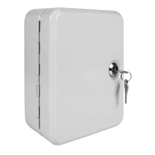 Lockable Aluminium Key Cabinet with 20 Hooks and Key Tags, Wall-Mounted, White