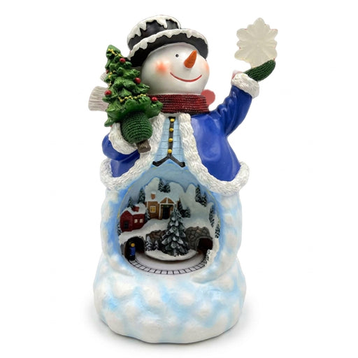 Rotating Resin Christmas Snowman Decoration with LED Lights and Music