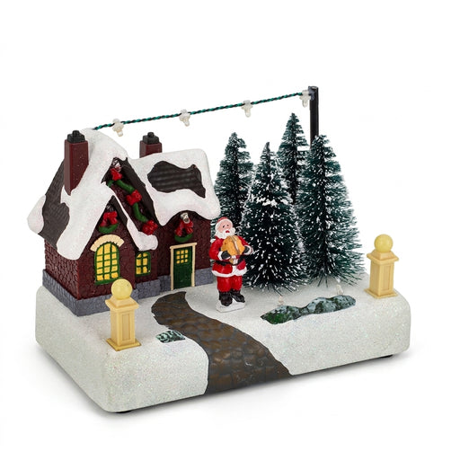 Light-Up Christmas Village Scene with Santa, Trees and Snow