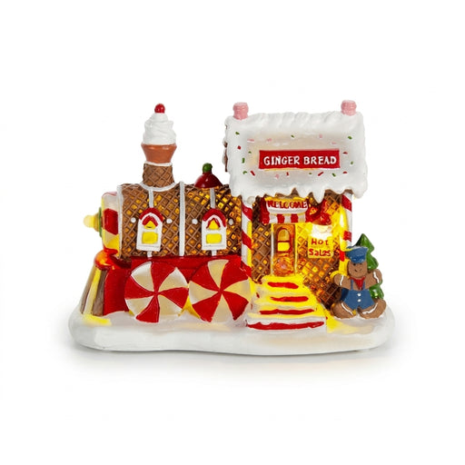 Light-Up Gingerbread Train House Christmas Village Decoration