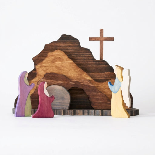 Wooden Easter Nativity Scene Figurine Set for Home and Tabletop Displays