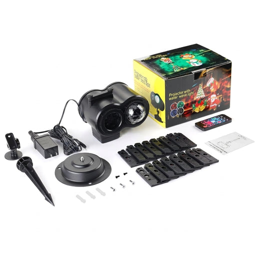 Outdoor Holiday Projector Light with 16 Slides, Water-Wave Effects, Remote and Timer