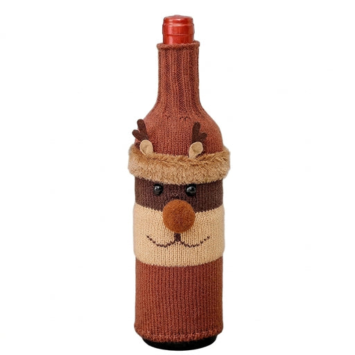 Woven Christmas Wine Bottle Covers, 10 x 27 cm, Santa, Snowman or Reindeer