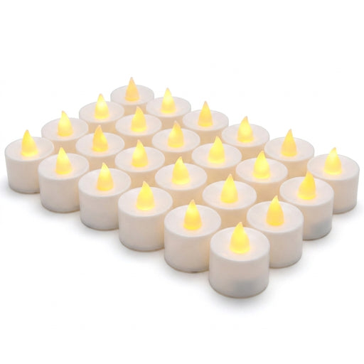 Flameless LED Tealight Candles with Flickering Warm Light, Switch and Batteries, 24 or 50 Pack