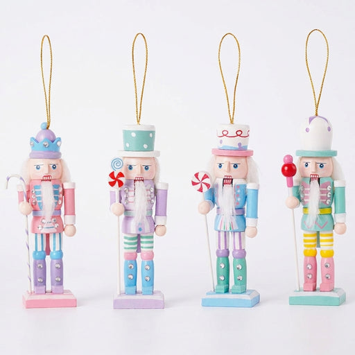 Set of 4 Wooden Christmas Nutcracker Decorations, 12cm