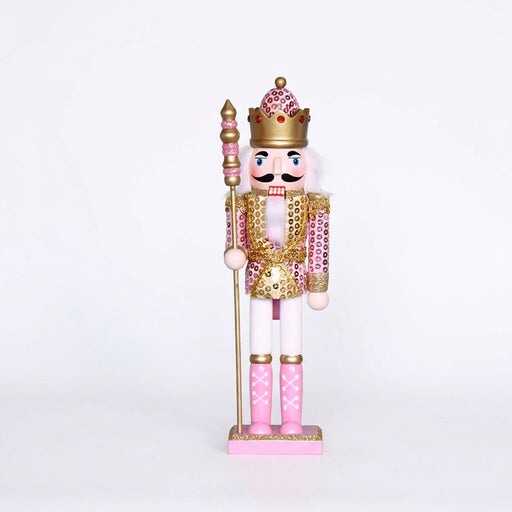 Pink Wooden Nutcracker Soldier Figurine with Base, 30 cm