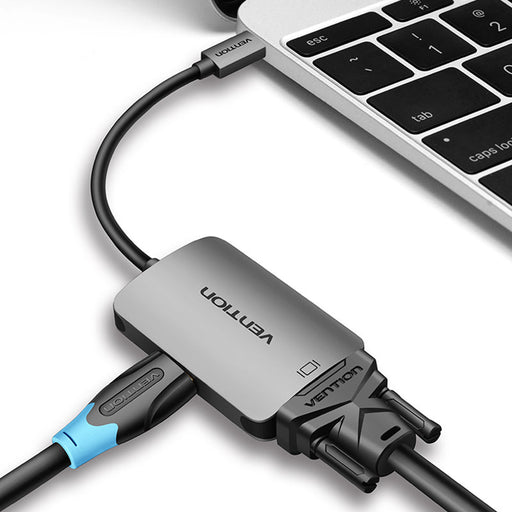 Vention CGKHA USB-C Hub - Type-C to HDMI 4K 1080P 60Hz Adapter & VGA Converter - Ideal for TV Projectors and Hub Connections - Shopsta EU
