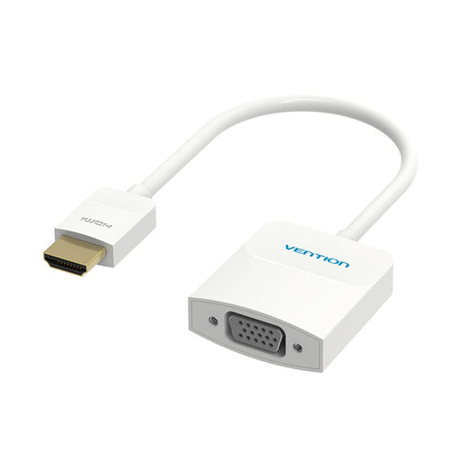 Vention HDMI to VGA Converter - White 0.15m Cable with 3.5mm Audio Cable - Ideal for Video and Audio Connections - Shopsta EU