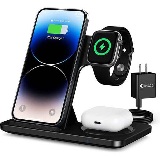 Wireless Fast Charging Dock - Multiple Wattage Options, 3-in-1 Device Charger for iPhone 14 13 12 11 Pro XS XR, Apple Watch, Airpods - Ideal for Apple Device Owners - Shopsta EU